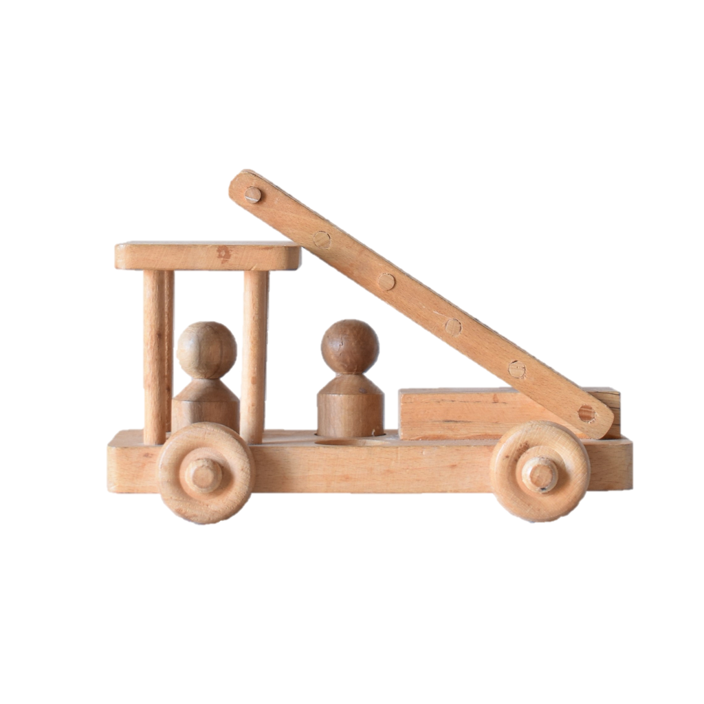 ladderauto-oude-houten-vintage-speelgoed